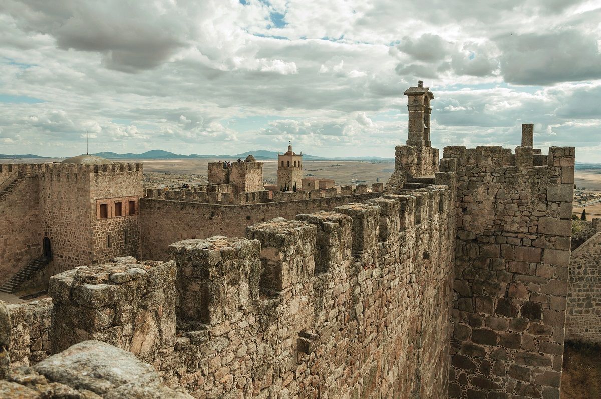 Pathway On Top Of Stone Wall At The Castle Of Trujillo